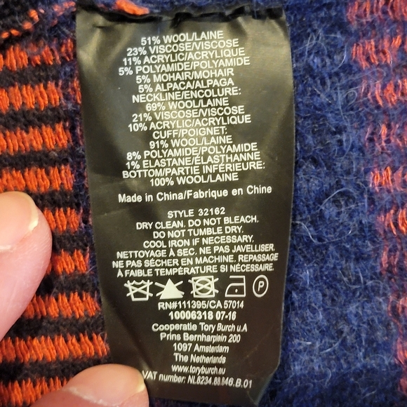 Tory Burch Striped Scoop Neck Wool Sweater Women's Small - Picture 8 of 13